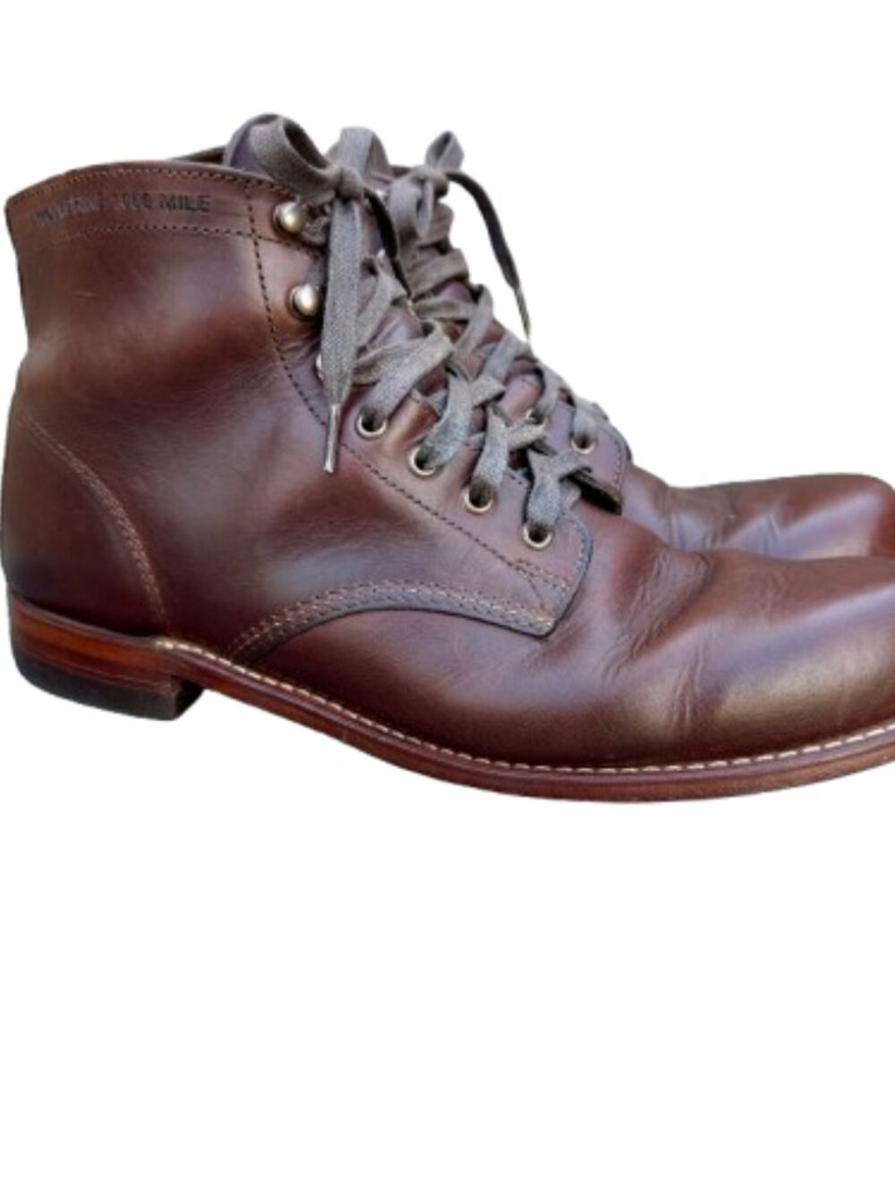 Wolverine 1000 Mile Plain-Toe Original Boots Mens Sz 10.5D Brown Leather - Picture 5 of 16